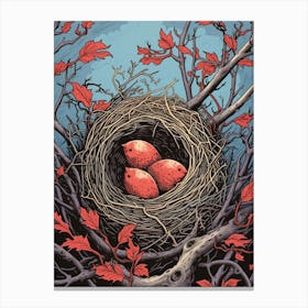 Bird S Nest Linocut 1 Canvas Print