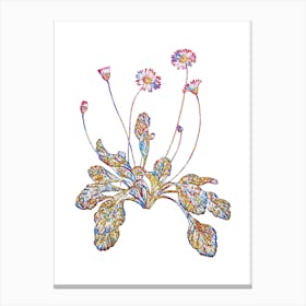 Stained Glass Daisy Flowers Mosaic Botanical Illustration on White n.0114 Canvas Print