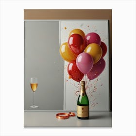 Champagne And Balloons Canvas Print