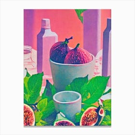 Fig 1 Risograph Retro Poster Fruit Canvas Print