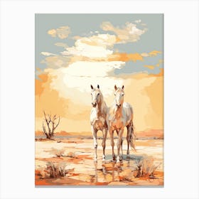 Horses Painting In Namib Desert, Namibia 2 Canvas Print