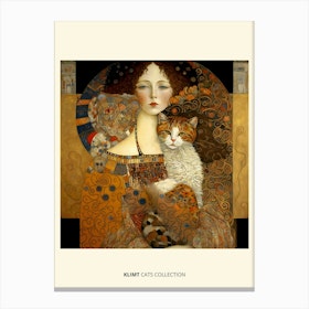 Gustav Klimt  Style Woman And Cats Collection Canvas Print