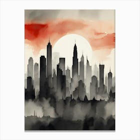 Minimalist Ink Wash Cityscape Canvas Print