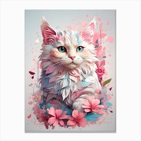 Cat In Flowers Canvas Print