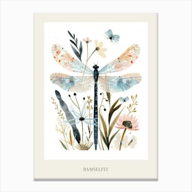 Colourful Insect Illustration Damselfly 14 Poster Canvas Print