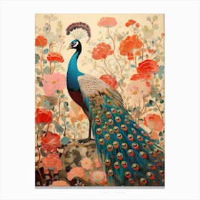 Peacock 2 Detailed Bird Painting Canvas Print