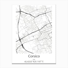 Corsico,Italy Minimalist Map Canvas Print