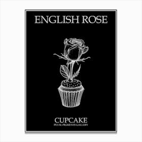 English Rose Cupcake Line Drawing 4 Poster Inverted Canvas Print