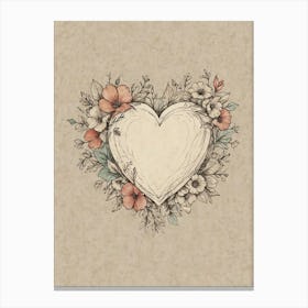 Heart With Flowers Canvas Print