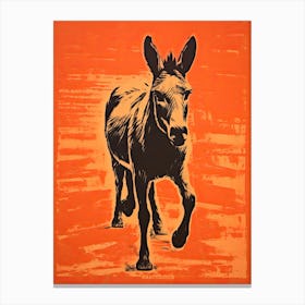 Donkey, Woodblock Animal Drawing 1 Canvas Print