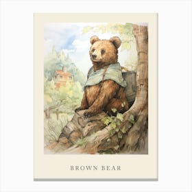 Beatrix Potter Inspired  Animal Watercolour Brown Bear 1 Canvas Print