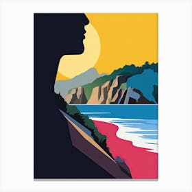 Big Sur California, Usa, Bold Outlines 4 Canvas Print