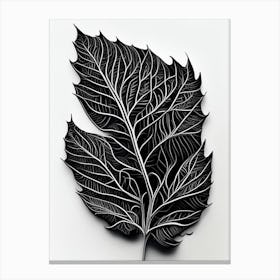 Hickory Leaf Linocut 2 Canvas Print