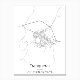 Tranqueras,Uruguay Minimalist Map Canvas Print