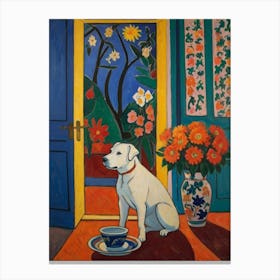 Dog In Front Of A Door Style Henri Matisse Canvas Print