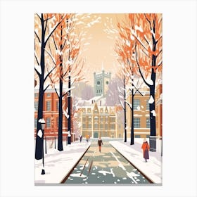 Vintage Winter Travel Illustration Windsor United Kingdom 2 Canvas Print