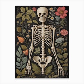 Botanical Skeleton Vintage Flowers Painting (64) Canvas Print