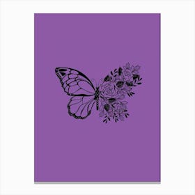 Butterfly With Roses Canvas Print