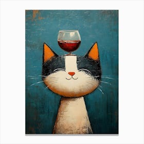 Cat Balances Wine 3 Canvas Print