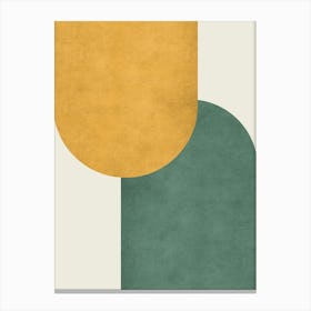 Halfmoon Colorblock - Mid-century Modern Abstract Minimalist Gold Green Canvas Print