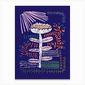 Block print bold flower blue Canvas Print