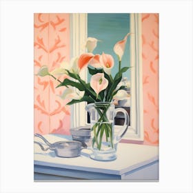 A Vase With Calla Lily, Flower Bouquet 3 Canvas Print