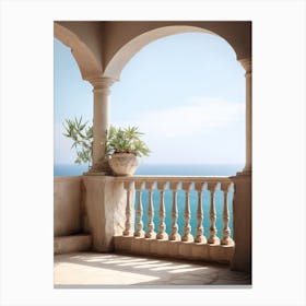 Balcony Overlooking The Sea Summer Vintage Photography Canvas Print