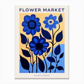 Blue Flower Market Poster Sunflower Market Poster 3 Canvas Print