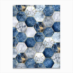 Blue And Gold Marble Mosaic 1 Canvas Print