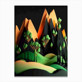 3d Paper Art of forest Canvas Print