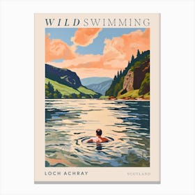 Wild Swimming At Loch Achray Scotland 1 Poster Canvas Print