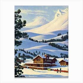 Perisher, Australia Ski Resort Vintage Landscape 1 Skiing Poster Canvas Print