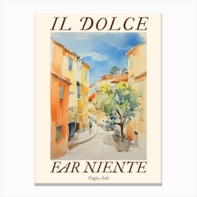 Il Dolce Far Niente Foggia, Italy Watercolour Streets 2 Poster Canvas Print
