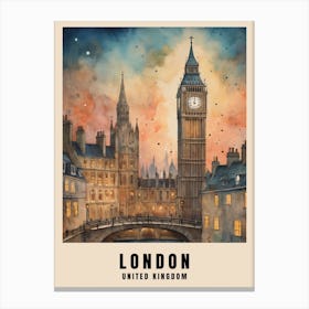 London Travel Poster Vintage United Kingdom Painting (17) Canvas Print