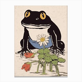 Frog In The Garden,  Matsumoto Hoji Inspired Japanese 9 Canvas Print