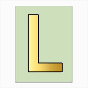 Letter L Gold Alphabet Aqua Canvas Print