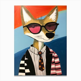 Little Coyote 4 Wearing Sunglasses Canvas Print