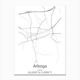 Arboga,Sweden Minimalist Map Canvas Print