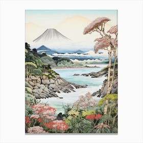 Shiretoko Peninsula In Hokkaido, Ukiyo E Drawing 1 Canvas Print