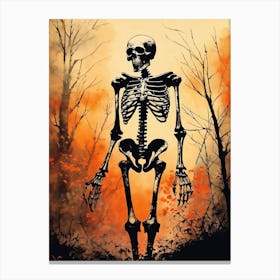 Vintage Halloween Gothic Skeleton Painting (3) Canvas Print
