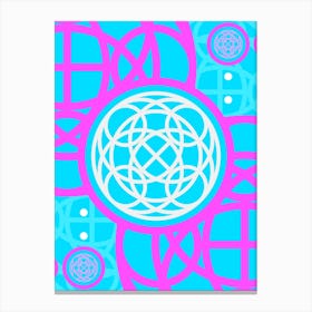 Geometric Glyph in White and Bubblegum Pink and Candy Blue n.0047 Canvas Print