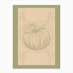 Pumpkin With Leaves Canvas Print
