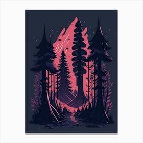 A Fantasy Forest At Night In Red Theme 40 Canvas Print