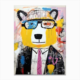 Teddy In A Suit Basquiat style Canvas Print