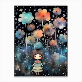 Little Girl In The Forest Canvas Print