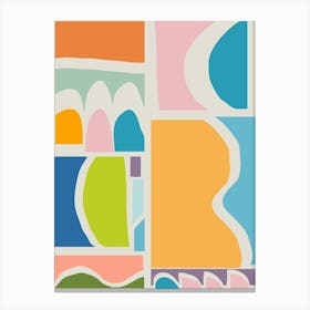 Colorful Aesthetic Playful Abstract Geometric Paper Cut Shapes Canvas Print