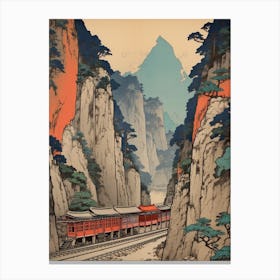 Kurobe Gorge, Japan Vintage Travel Art 3 Canvas Print
