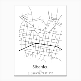 Sibanicu,Cuba Minimalist Map Canvas Print