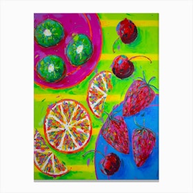 Kiwi Fruit, Oranges, Cherries And Strawberries Canvas Print