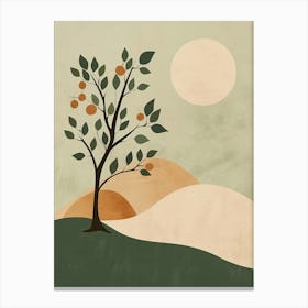 Apple Tree Minimal Japandi Illustration 3 Canvas Print